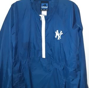 New York Yankees Adidas RARE Vintage Blue Men’s Embroidered 1/4 Zip Windbreaker